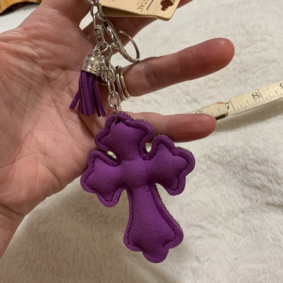 Rhinestone crystal cross keychain NEW purple - Picture 12 of 15